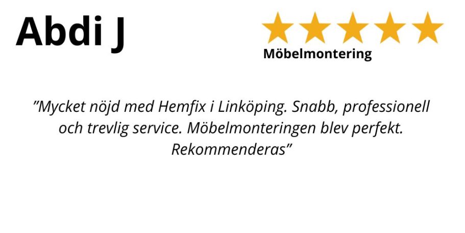 Kundrecension om snabb och professionell service från HemFix SmartTV , Teknikhjälp Tekniksupport Hemmafixare, Linköping TV på vägg